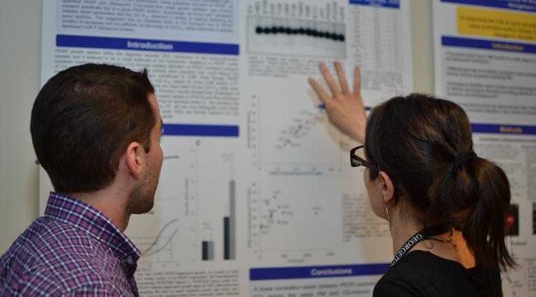 Students discussing research at the 2013 Student Research Day