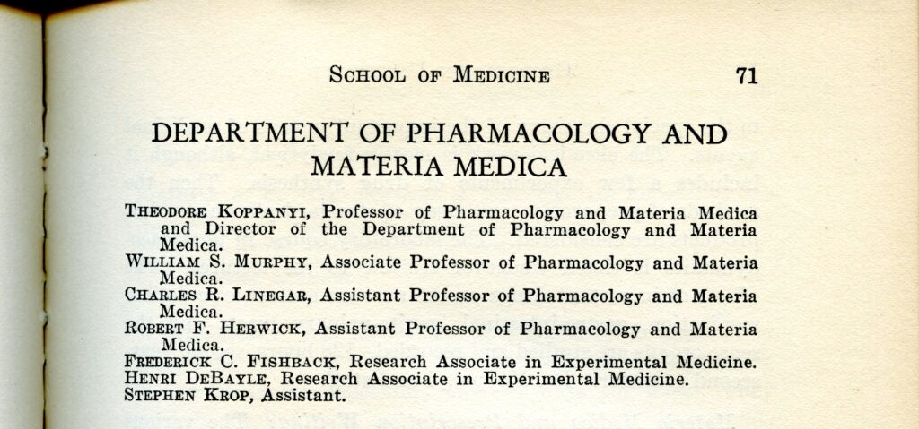 Faculty of the department in 1932, when Koppanyi began as chair.